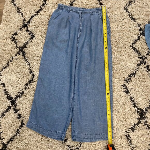 American Eagle | Elastic Waist High Rise Wide Leg Cropped Pants | Size 4 Women's - Picture 9 of 10